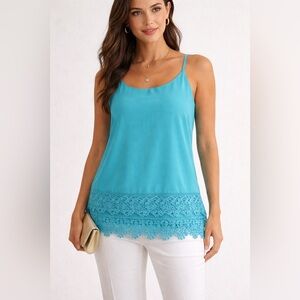 Naked Zebra Teal Lace Hem Cami